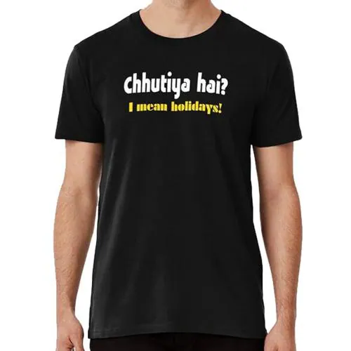 Aranim Black 'CHHUTIYA' Half Sleeve Round Neck Funny Hindi Text and Funny Hindi Message Printed Funny Slogan Graphic T Shirt/Top for Men and Women