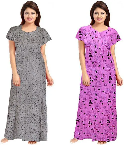 ONBUFF Pack of 2 Women Nighty Set  (Multicolor)
