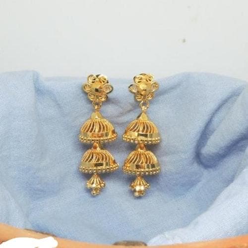 MANVEER ENTERPRISE 1 Gram Gold Earrings German Silver Tops Top Earring Jhumki Jhumkas Jumka Studs