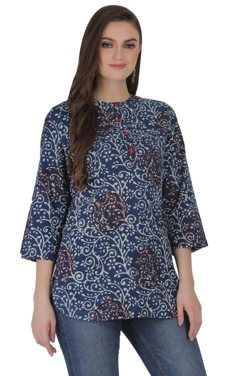 Jivitha Indigo Block Printed Kurta for Women