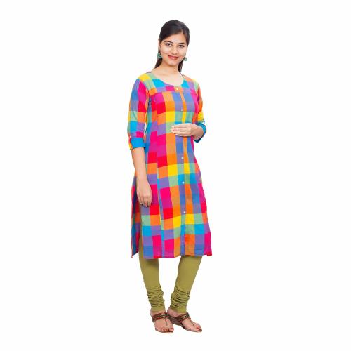 Sai Blossoms Branded Feeding Kurtis Rayon Slub Maternity Kurta With Concealed zippers on both sides