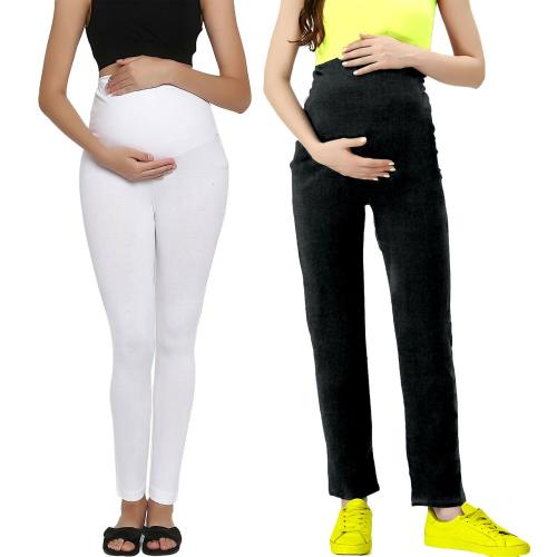 LENAM Soft Cotton Lycra Stretchable Maternity Pants and Leggings (PACK OF 2)