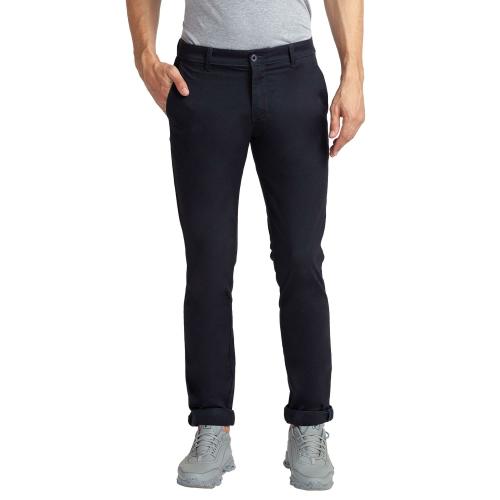 Buy Parx Men Blue Solid Cotton Blend FlatFront Pants Online at Best