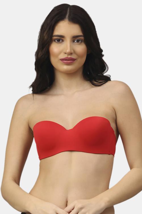 PrettyCat Red Solid Polycotton Balconette Bra For Women(PCJ-BR-4006)