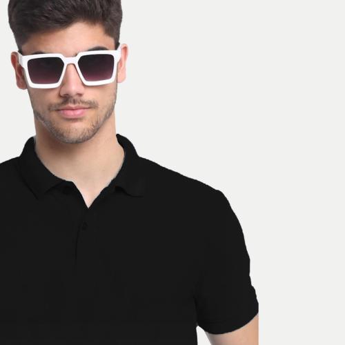 Rad Prix Mens Solid Black Cotton Polo T-shirtsM SizeSingle Pack