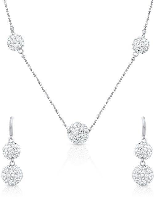 Mahi Women Rhodium Plated Brass, Alloy Jewellery Set (Silver, White