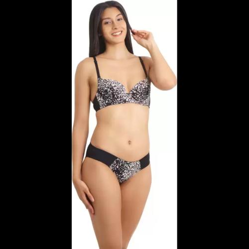 DIVA SECRET Bra & Panty Set Floral Print Black Lingerie Set