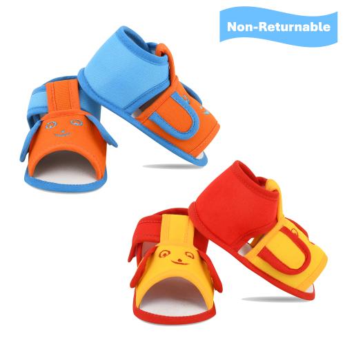 SMARTOTS Stylish Baby Girl Sandals 0 Size Pack of 2 | Skin Friendly Comfortable Baby Boy Sandal 0-9 Months | Baby Boy Shoes New Born | Baby Shoes 0 Size | Baby Shoes | New Born Baby Shoes | Baby Booties | Sandals for Baby Girl, Color-Orange, Yellow