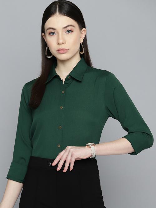 Wisstler Women Green Color Solid Shirts