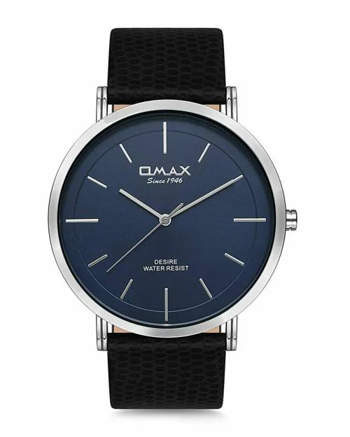 OMAX Analog Black Watch Blue Dial With Black Strap for Men - DX31P42I