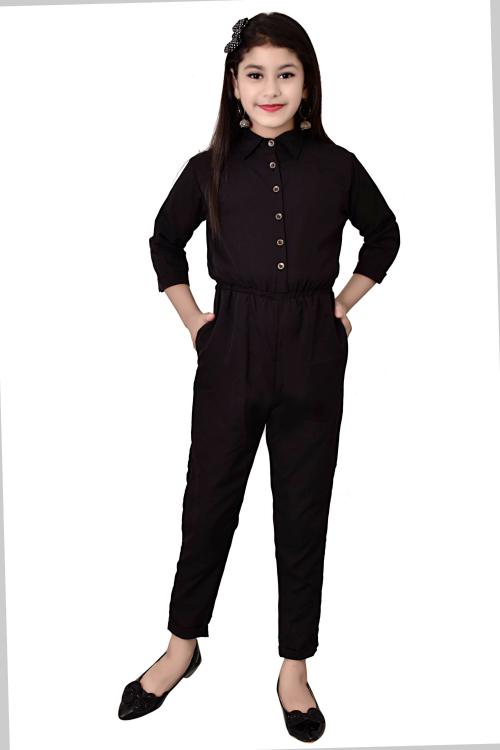 Arshia Fashions Girls Crepe Micro Print Jumpsuit