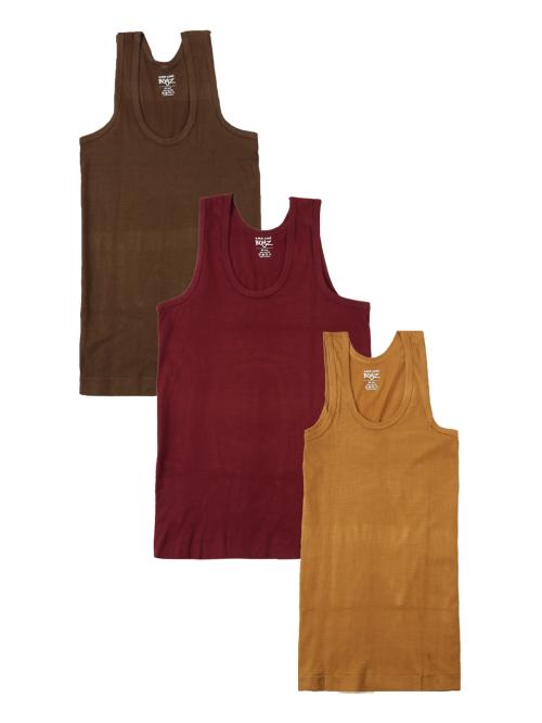 Lux Cozi Boys Multicolor Solid Cotton Pack of 3 Vest