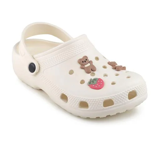 CASSIEY Fashionable Comfortable Lightweight Clogs Slipper Sandal for Women's and Girls- Cream