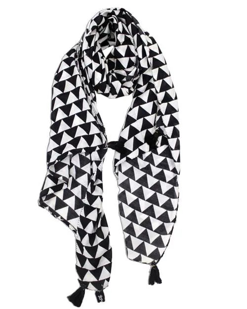 Appealing Muslin Printed Black And White Scarves/Stoles for Women SCARF37