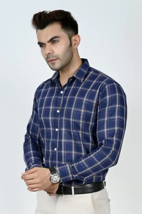 Buy STITCHING ART Formal Party Check Men's Shirt (Blue Green) Online at