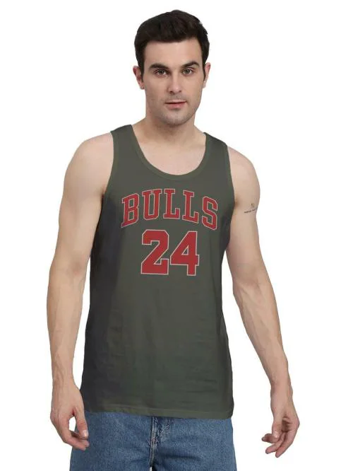 Peppyzone Bulls 23 Printed Cotton Tank Top Vest for Men