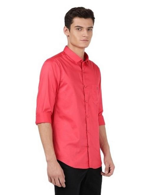 Otto Red Plain Smart Casual Shirt Trim Fit Impanion_1 Size 40