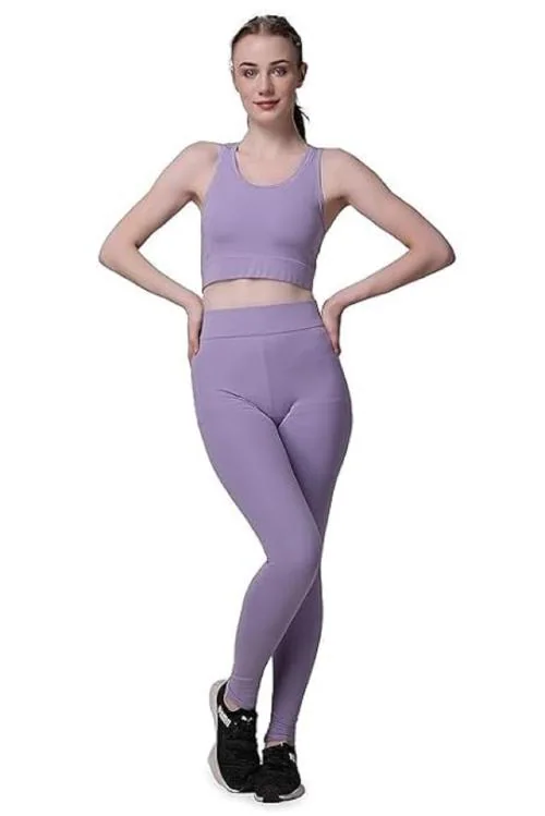 DRISHA COLLECTION Premium Tights High Waist Stretchable Gym Leggings Gym Active Tights Yoga Pants Jumba/Dance Womens Workout Tights Gym Tight Stretchable Workout Yoga Gym Sports Bra.(Lavender-30)