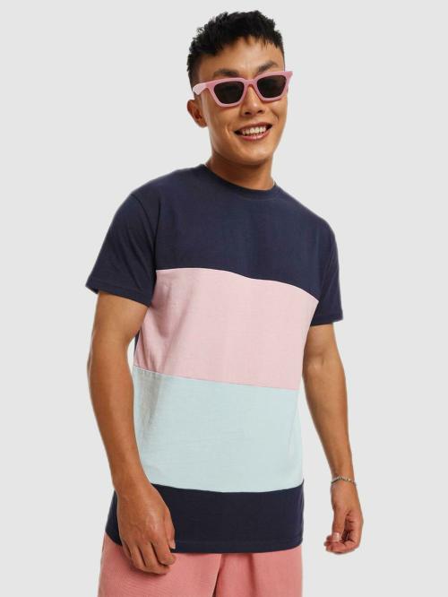 Bewakoof Men's Colorblock Black Short Sleeve Round T-Shirt