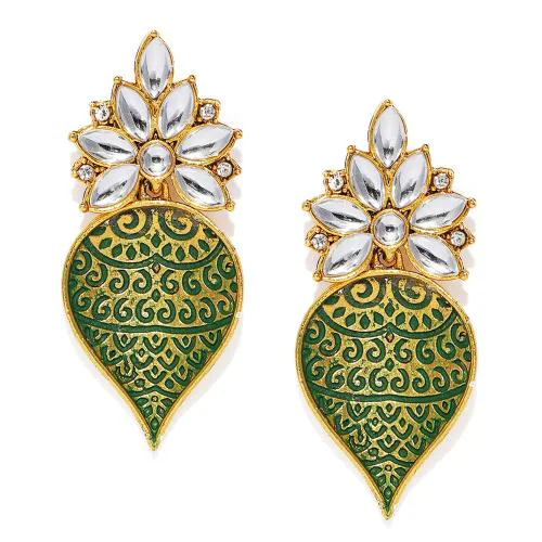 Sukkhi Graceful Gold Plated Mint Collection Kundan Dangle Earring for Women