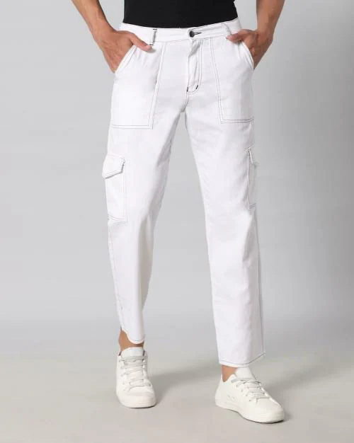 Arbia Funki Men White Denim Cargos