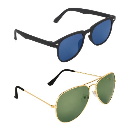 Zyaden UV Protection 1 Round Sunglasses & 1 Aviator Sunglasses Full Frame Combo (Men And Women) COMBO#2516