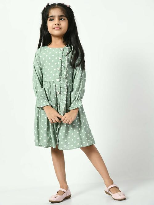 Bella Moda Girls Printed Full Sleeve Casual Wear Dress