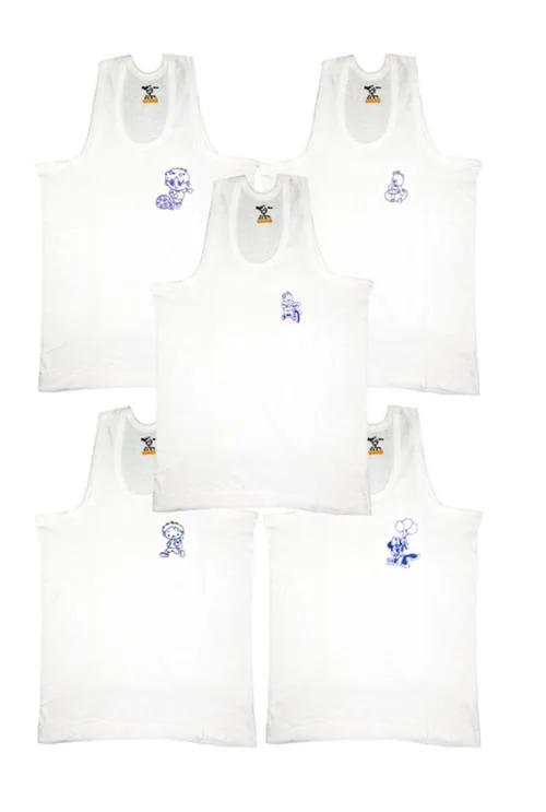 HAP 100% Cotton Boys White Solid Pack Of 5 Vest ( 11 Years-12 Years )