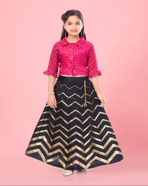 Aarika Girls Rani-Black Colour Lehenga Choli