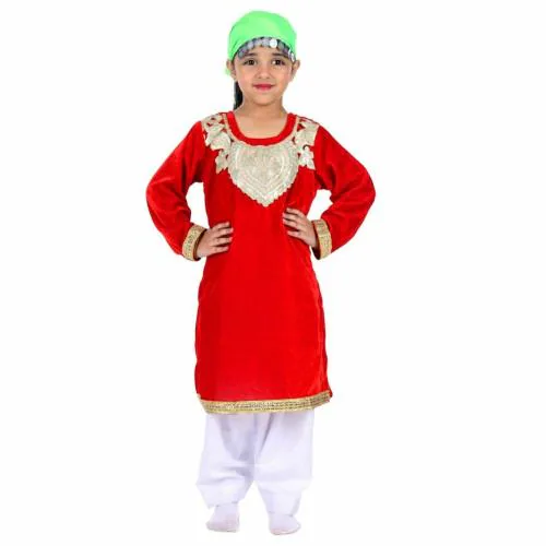 ITSMYCOSTUME Kashmiri Dress for Girls Traditional Folk Dance Costume for Kids- Red & White