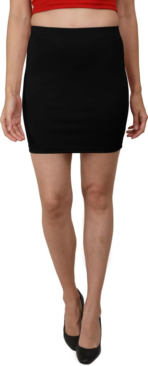 AD2CART Womens Black Lycra Blend Pencil Skirt (M)