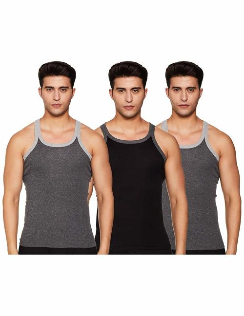 Rupa Rupa Jon Men's Assorted Solid 100% Cotton Pack of 3 Sleeveless Vest