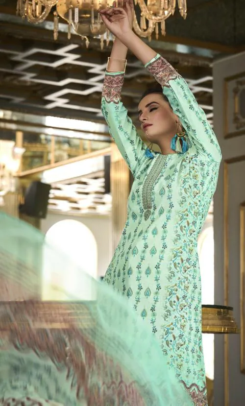 THE JAZZBAAT Unstitched Women Salwar Suit Set | Unstitched Kurta Set | Salwar Suits For Women | Print Unstitched Salwar Suit Material | Dress Material For Women (Green)