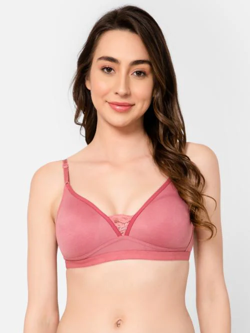 Clovia Pink Solid Cotton T-Shirt Bra