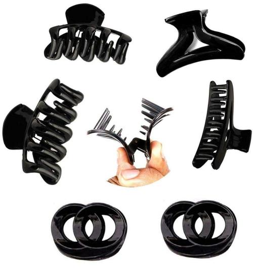 Buy YogillionBlack Claw Hair Clips Plastic (Pack of 6) Online at Best