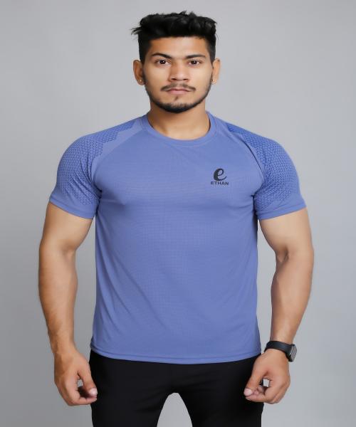 ETHAN MEN SOLID ROUND NECK STEEL GREY TSHIRT JioMart