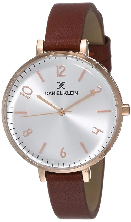 Daniel Klein Analog Silver Dial Brown Strap Watch For Women (DK11983-3)