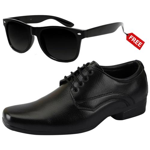 Vitoria Stylish & Trendy Men's Black Lace-Up Sythetic Leather Formal Shoes With Free Unisex Sunglasses-6