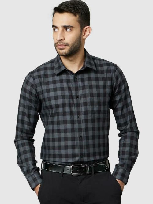 Celio Mens Black Checks Premium Shirt By Celio