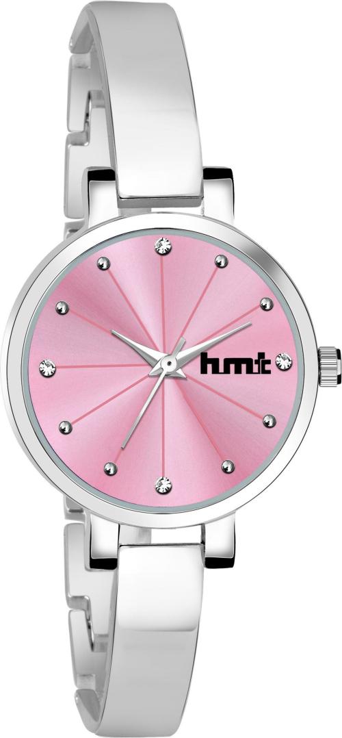 HMTC Analog Pink Dial Silver Strap Watch for Girls (88)