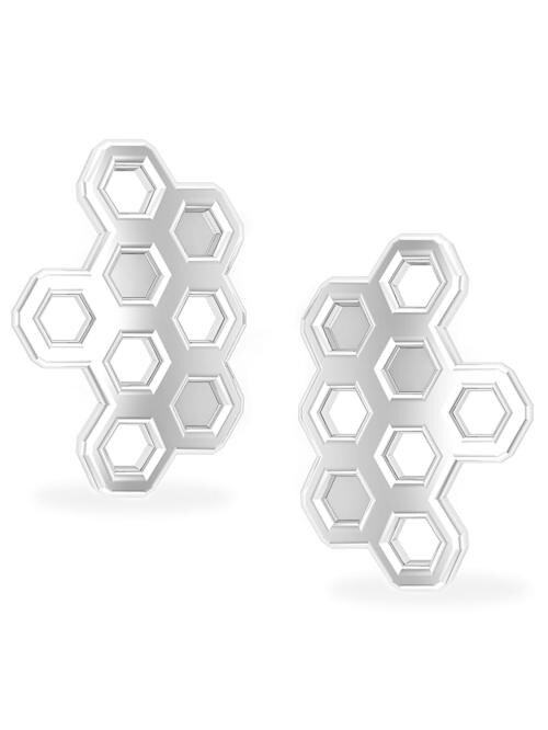 Kunuz Sterling Silver by 925 Sterling Silver Honeycomb Design Stud Earrings For Women