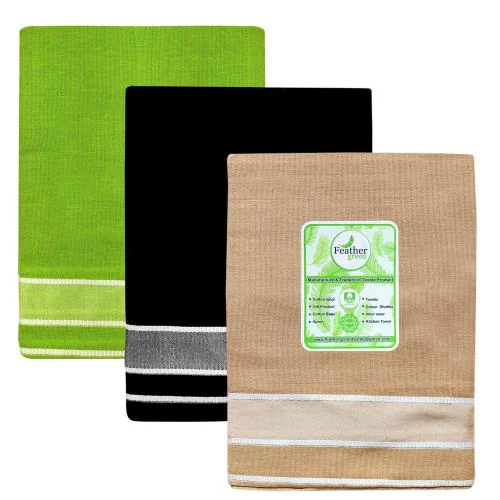 FEATHER GREEN COLOUR FANCY PLAIN COTTON BLENDED LUNGI 02 Meters