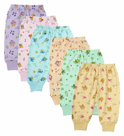 Dowin 100% Cotton Baby Pajami - Pack of 6 - Assorted Colours (Printed_Rib_PAJAMI_2XL)