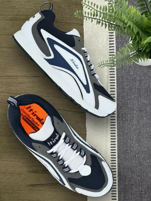 Hirolas Multi Sport Shock Absorbing Walking Running Fitness Athletic Training Gym Fashion Sneaker Shoes - White/Blue