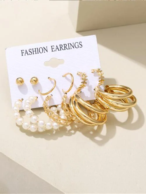 Jewels Galaxy Gold Plated Hoops Earrings Combo For Women/Girls