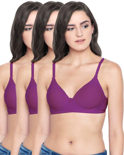 Buy Bodycare Cotton Spandex Padded Non wired Tshirt BraPack of 3