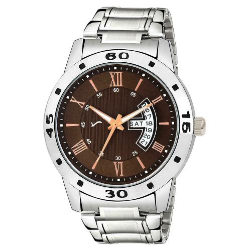 WRIGHTRACK Analog Brown Dial Silver Strap For Men and Boys WTSM63-66