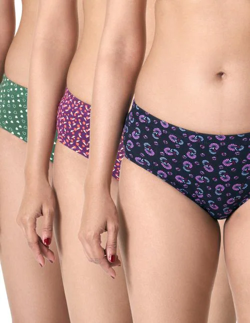 Blossom Women's Iris - mid-rise hipster panty,adequate coverage,purecotton,soft inner elastic_Iris_Dark Assorted_3XL_