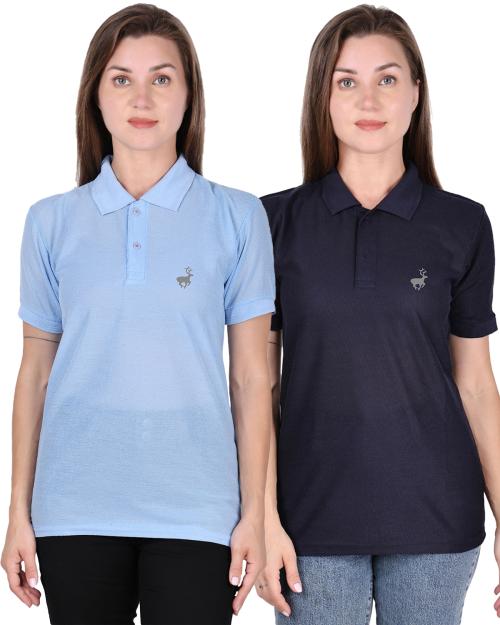 Rock Hudson Polo T-Shirts for Pack of 2 Women's and Girl's -Light Blue & Dark Blue