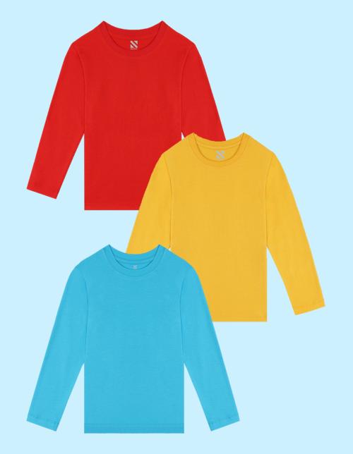 Nusyl boys solid tshirts combo (pack of 3) -red, yellow, sky blue